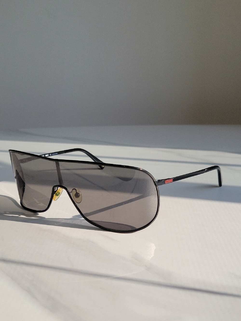 Vintage Moschino Black Aviator Sunglasses with Gray Tint